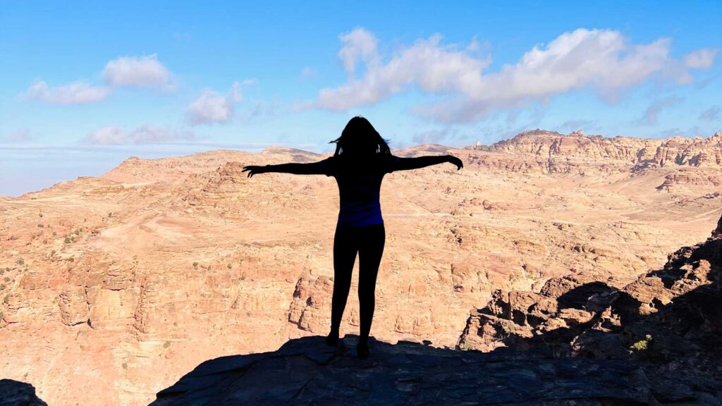 Aurora on a cliff at Wadi Araba