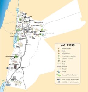 Jordan Map provided by the Jordan Pass