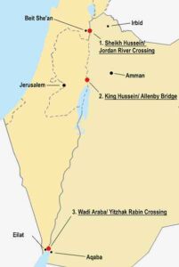 Map of Israel-Jordan border crossings