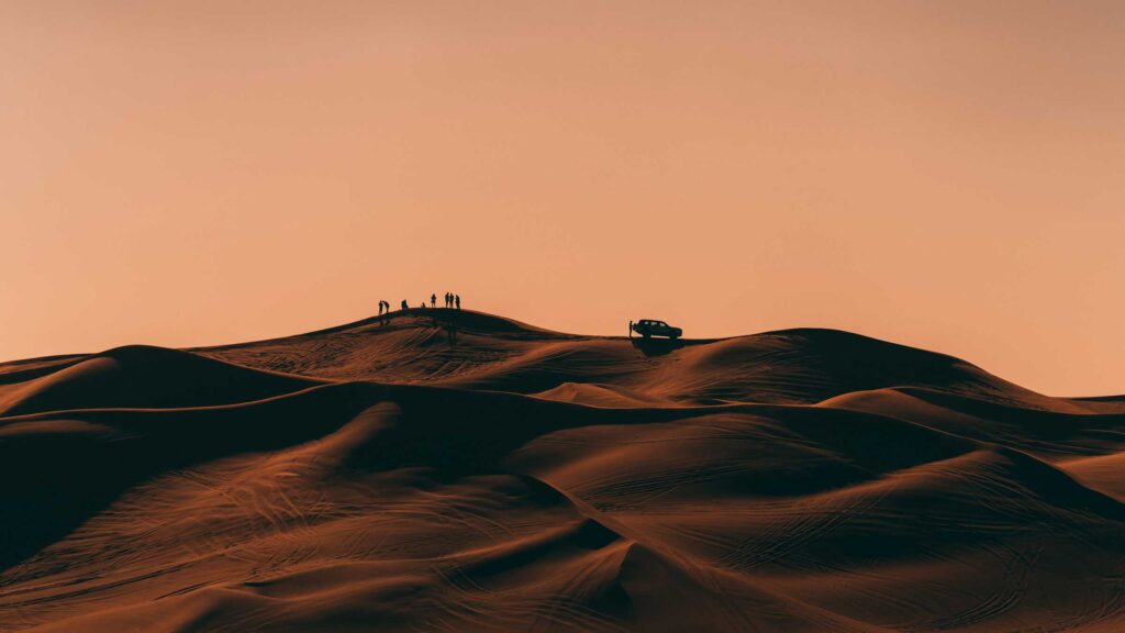 Dubai desert at sunset