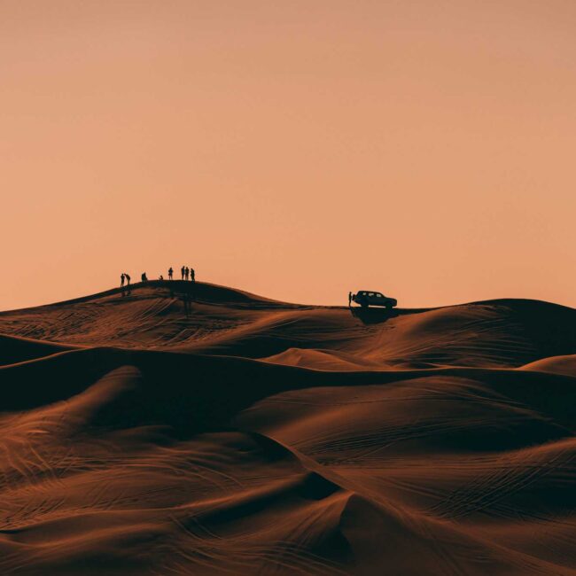 Dubai desert at sunset