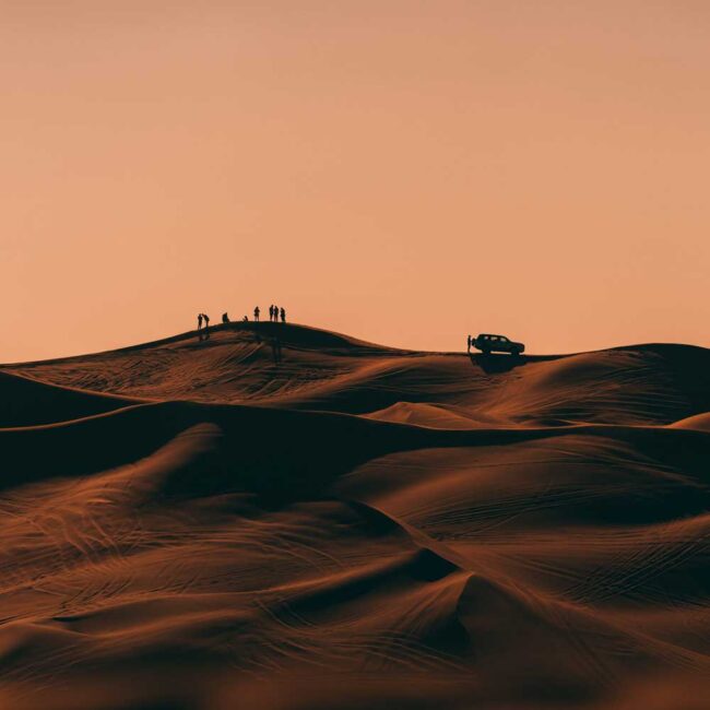 Dubai desert at sunset