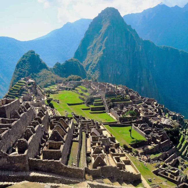 Panoramic view of Macchu Picchu in Peru